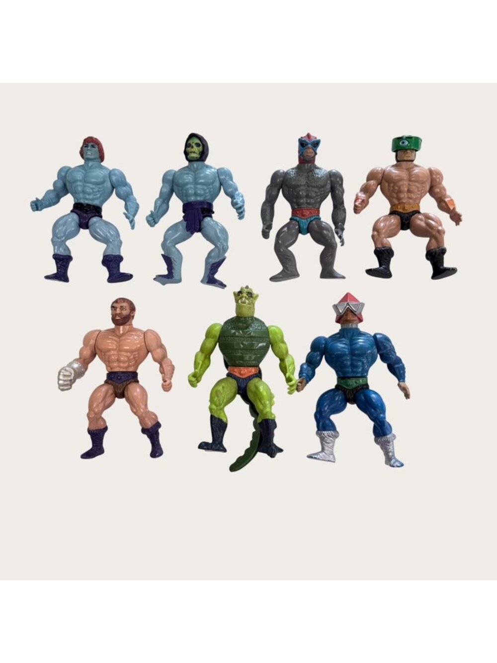 Vintage Lot of 7 MOTU 1980s Masters of the Universe Action Figures Heman Skeleto